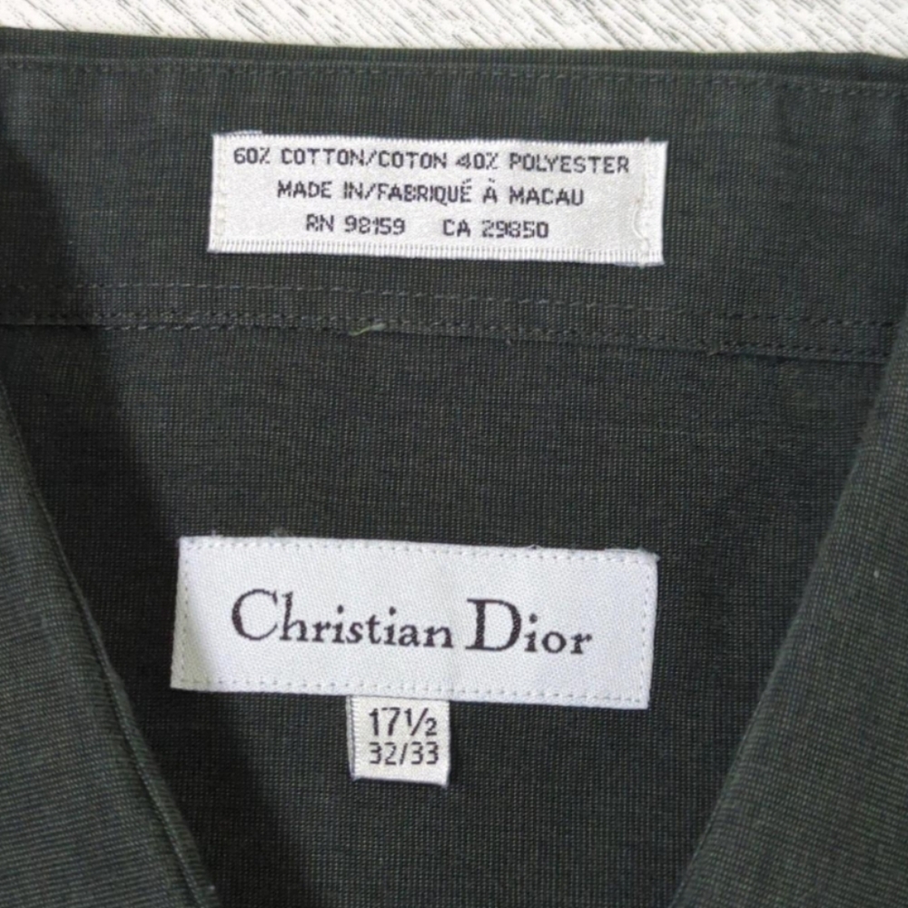 Vintage 90’s Christian Dior button down shirt in dark green - Picture 3 of 3